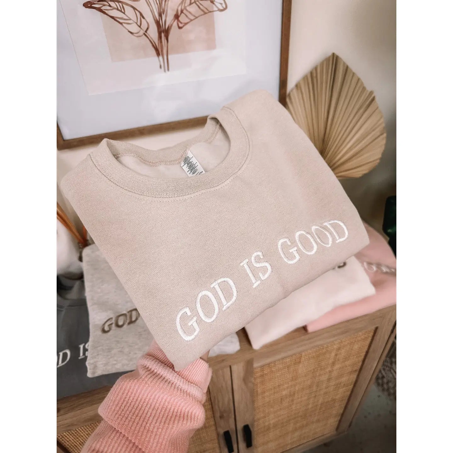 Embroidered God Is Good Sweatshirt